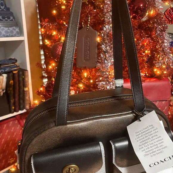 Coach Loved leather twin turnlock Brown and Black Women's Bag shoulder - Picture 8 of 11